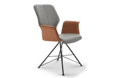 Armlehnenstuhl Nevio, saddle brown/middengrij