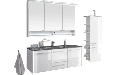 Bad-Einrichtung Leo Living 116, Glas-Optiwhite/schneeweiß glanz