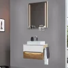 Badkombination Jarin, Wildeiche massiv gebürstet/Colorglas weiß