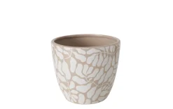Übertopfset Tysko, beige/weiß, 2-teilig