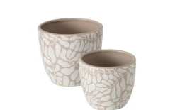 Übertopfset Tysko, beige/weiß, 2-teilig