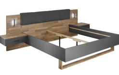 Bett Rivoli 494 in Montana Oak, graphit, 180 x 200 cm