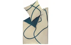 Bettwäsche Artsy, greige/petrol, 155 x 220 cm