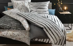 Bettwäsche Satin, schwarz/weiß, 155 x 220 cm