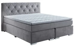 Boxspringbett BX2100 Baker, lichtgrau, 180 x 200 cm