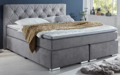 Boxspringbett BX2100 Baker, lichtgrau, 180 x 200 cm