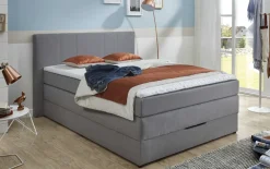 Boxspringbett BX1330 Florida, silber, 140 x 200 cm, inkl. Bettkasten und Topper