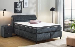 Boxspringbett Diva 140, anthrazit, 140 x 200 cm, inkl. Kaltschaumtopper