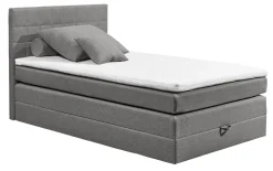 Boxspringbett Hawaii 2, light grey, 120 x 200 cm, inkl. Topper und Bettkasten