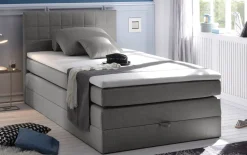 Boxspringbett Hawaii 2, Savanna 21 grau, 120 x 200 cm, inkl. Topper und Bettkasten