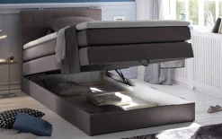 Boxspringbett Hawaii 2, Soro 97 anthrazit, 120 x 200 cm, inkl. Topper und Bettkasten