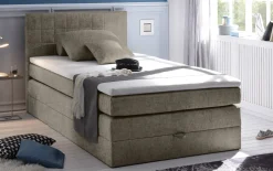 Boxspringbett Hawaii 2, Soro 91 schlamm, 120 x 200 cm, inkl. Topper und Bettkasten