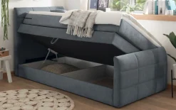Boxspringbett Kuba 1, anthrazit, 100 x 200 cm, inkl. Topper und Bettkasten