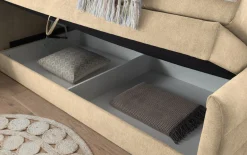 Boxspringbett Kuba 1, sand, 100 x 200 cm, inkl. Topper und Bettkasten