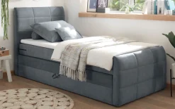 Boxspringbett Kuba 3, Uran 04 anthrazit, 120 x 200 cm, inkl. Visco-Topper und Bettkasten