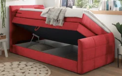 Boxspringbett Kuba 3, Uran 15 berry, 120 x 200 cm, inkl. Visco-Topper und Bettkasten