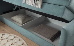 Boxspringbett Kuba 3, Uran 05 denim, 120 x 200 cm, inkl. Visco-Topper und Bettkasten