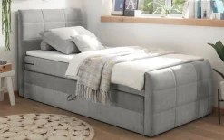 Boxspringbett Kuba 3, Uran 02 schlamm, 120 x 200 cm, inkl. Visco-Topper und Bettkasten