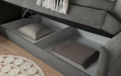 Boxspringbett Kuba 3, Uran 09 stone, 120 x 200 cm, inkl. Visco-Topper und Bettkasten