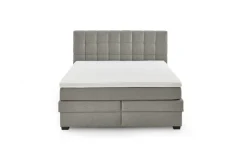 Boxspringbett OC-BX21088, Twist silber, 180 x 200 cm, Härtegrad 2 und 3