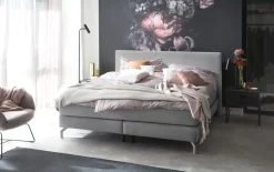 Boxspringbett Vita, hellgrau, 180 x 200 cm
