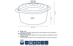Bräter Calido, schwarz, rund, 3,8 l