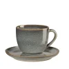 Cappuccinotasse mit Unteretasse saisons, denim/grau, 7,5 cm