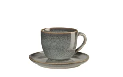 Cappuccinotasse mit Unteretasse saisons, denim/grau, 7,5 cm