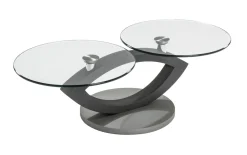 Couchtisch 7190HK, Klarglas, inkl. schwenkbarer Tischplatten