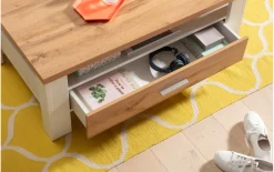 Couchtisch Matera, weiß/Altholz-Nachbildung, inkl. Schubkasten