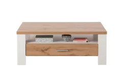 Couchtisch Matera, weiß/Altholz-Nachbildung, inkl. Schubkasten