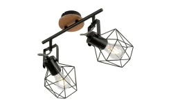 Deckenleuchte Jaro, schwarz/holz-natur, 40 cm