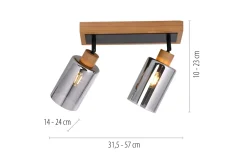Deckenleuchte Monika, holz, 2-flammig