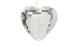 Dekoanhänger Disco Herz, silber, 10 cm