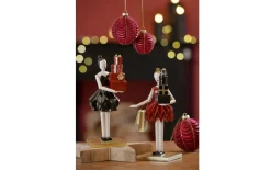 Deko-Figur Frau mit Geschenken, schwarz/rot, 26 cm