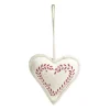 Deko-Herz, beige/rot, 13 cm