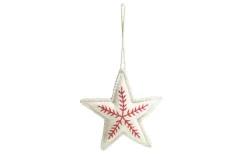Deko-Stern, beige/rot, 16 cm