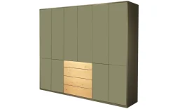 Drehtürenkleiderschrank Silea-S, hellgrün/Asteiche, 273,2 x 234,9 cm, inkl. Push-to-Open Funktion