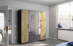 Drehtürenkleiderschrank Style-Up, Eiche Artisan Nachbildung/graumetallic, 181 x197 cm