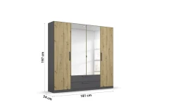 Drehtürenkleiderschrank Style-Up, Eiche Artisan Nachbildung/graumetallic, 181 x197 cm