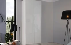 Drehtürenschrank Alabama, weiß Hochglanz, 91 x 229 cm