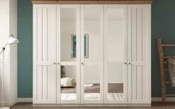 Drehtürenschrank Basel, weiß/Anderson Pine, 256 x 226 cm