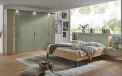 Drehtürenschrank Callao, Balkeneiche-Nachbildung/grün, 299,2 x 229,4 cm