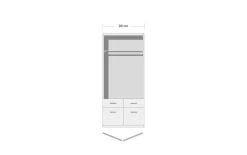 Drehtürenschrank Celle, weiß, 91 cm
