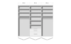 Drehtürenschrank Hildesheim-Extra, alpinweiß/Eiche Sonoma-Nachbildung, 271 x 229 cm