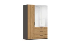 Drehtürenschrank Kosi Plus, Asteiche-Nachbildung/graphit, 151 x 223 cm