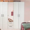 Drehtürenschrank Lissabon, alpinweiß, 226 x 229 cm, inkl. Spiegeltür