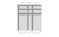 Drehtürenschrank Lissabon, seidengrau, 226 x 229 cm