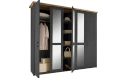 Drehtürenschrank Locarno, graphit, Artisan Eiche, 241 x 221 cm
