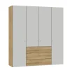 Drehtürenschrank Longline, hellgrau/Eiche-Nachbildung